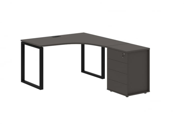 Стол эргономичный с тумбой правый ЕДИС ЕКCЕТ 1318 Р Мокко Черный / EDIS EQCET R_0