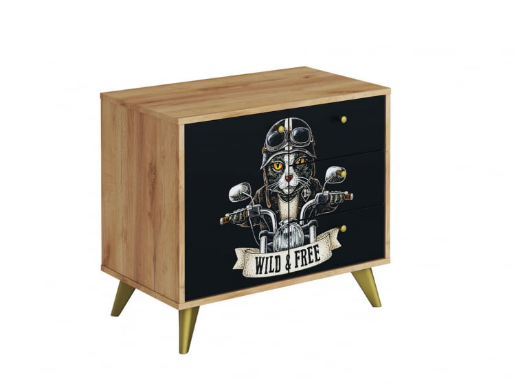 Комод Фьюжн КМ-002 дуб крафт золотой/БИКЕР CАТ / золотой/BIKER CAT_0