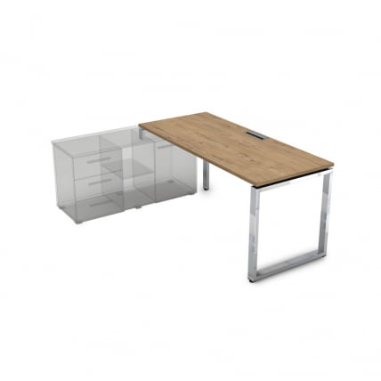 Стол рабочий, прямолинейный три опоры, левый ГЛОСС ЛИНЕ НСТЛ-О.979 Теаквоод / GLOSS LINE Teakwood_0