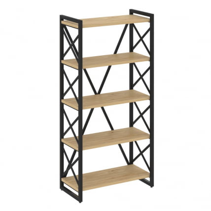 Стеллаж на регулируемых опорах - 5 полок ЛОФТ ВР.Л-МСТ.О-5.8 Металл черный Тиквуд светлый / LOFT VR.L-MST.O-5.8_0
