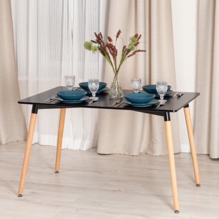 Стол ДЖОХН (мод. Т1001) МДФ/дерево, 80 х 120 х 75 см , Блаcк (черный)/ Натурал (натуральный) / JOHN (mod. T1001) Black Natural_4