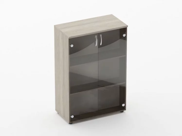 Шкаф средний со стеклом Глассй 6.12.151 Дуб сантана светлый / Glassy_0