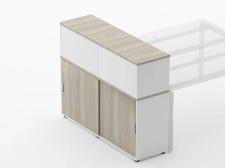 Тумба комбинированная высокая для рабочего модуля Дека 9.04.145 Дуб Сантана светлый/Белый / Deka_2