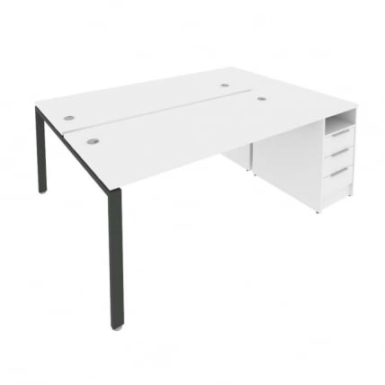 Рабочая станция с опорной тумбой Метал Сйстем Б.РС-СТП-2.4 Белый/Акация / Metal System_0