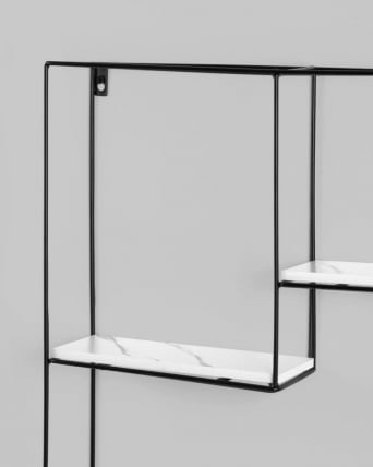 Полка Скуаре черная Белый мрамор / Square_3