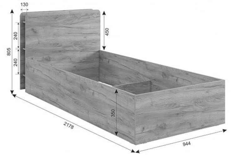 Кровать с основанием Юниор ЗО.СМУ-02 дуб крафт золотой / ZO.SMU-02_13