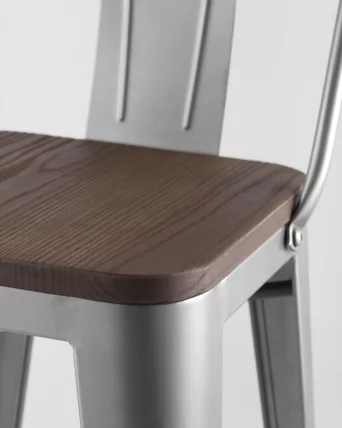 Стул полубарный Толикс Воод со спинкой Серебристый / Tolix Wood_7