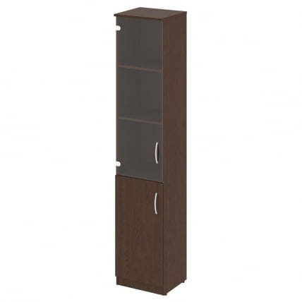 Шкаф высокий узкий левый (1 низкая дверь ЛДСП, 1 средняя дверь стекло) НОВА С В.СУ-1.2 Л Венге Цаво / NOVA S L_0