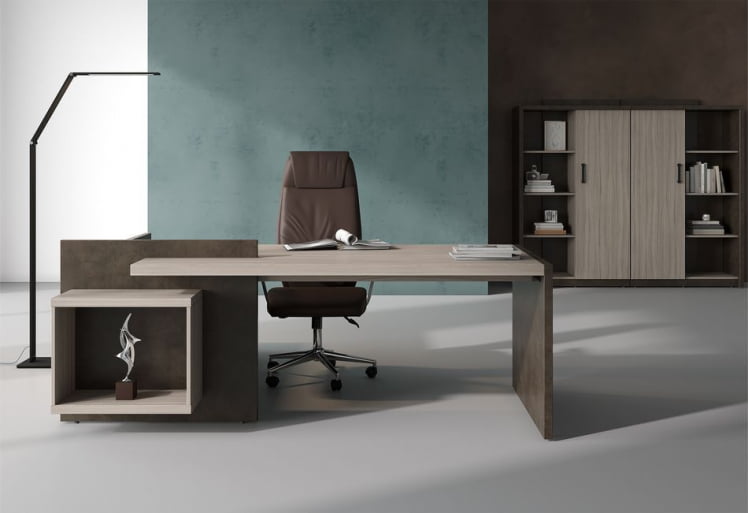 Кабинет руководителя ВООД&СТОНЕ №01 Бетон Чикаго темный Дрифтвуд / WOOD&STONE_0