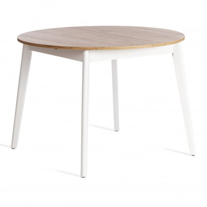Стол обеденный СВЕЛТО ЛДСП, опора-массив березы, 105 х 105 (140) х 74.5 см, Дуб Вотан/белый / SVELTO_0