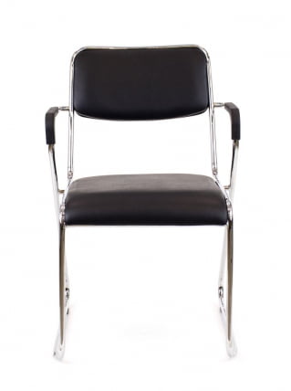 Кресло для посетителей Еверпроф Фикс Плус Хроме экокожа Черный / Everprof Fix Plus Chrome_2