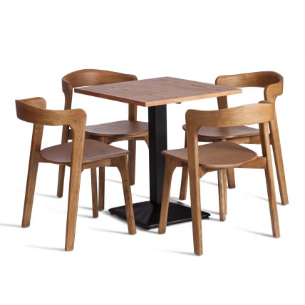 Стол РАГНАРОК дерево вяз/железная опора, 70х70х76 см, груша №3/черная опора / RAGNAROK_2