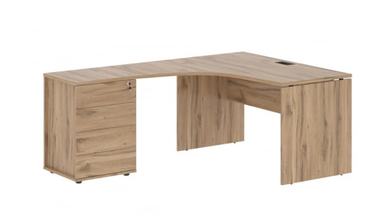 Стол эргономичный с тумбой левый ЕДИС ЕДCЕТ 1318 Л Дуб Денвер светлый Черный / EDIS EDCET L_0