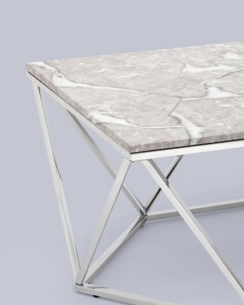 Журнальный столик Авалон силвер 122*66 Серый мрамор / silver_5