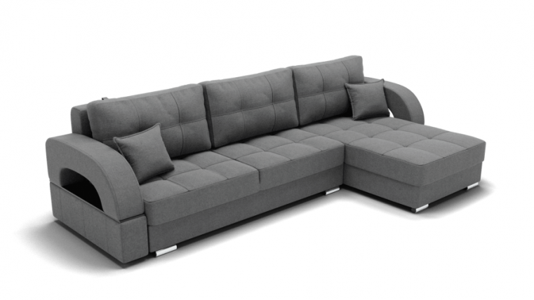 Диван Элита-3 угол левый/правый (ЗР) Цвет фасада: Светло серый; Тип: Левый/правый; Материал фасада: Металл/Велюр_0