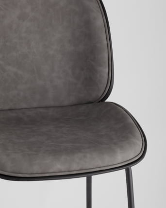 Стул барный Беетле Лите ПУ со спинкой Серый / Beetle Lite PU_8