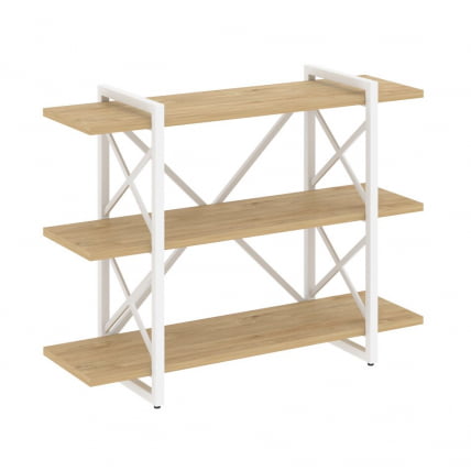 Стеллаж на регулируемых опорах - 3 полки ЛОФТ ВР.Л-МСТ.О-3.8В Металл белый Тиквуд светлый / LOFT VR.L-MST.O-3.8V_0