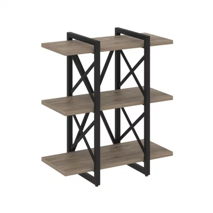 Стеллаж на регулируемых опорах - 3 полки ЛОФТ ВР.Л-МСТ.О-3.4В Металл черный Тиквуд темный / LOFT VR.L-MST.O-3.4V_0