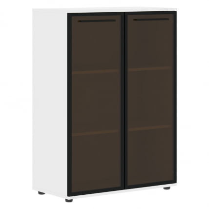 Шкаф со стеклянными дверьми в металлической раме ЕДИС ЕМCС 85.7 Черный Белый / EDIS EMCS_0