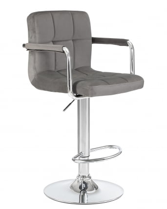 Стул барный ДОБРИН КРУГЕР АРМ Серый велюр МДЖ9-75 / DOBRIN KRUGER ARM MJ9-75_1