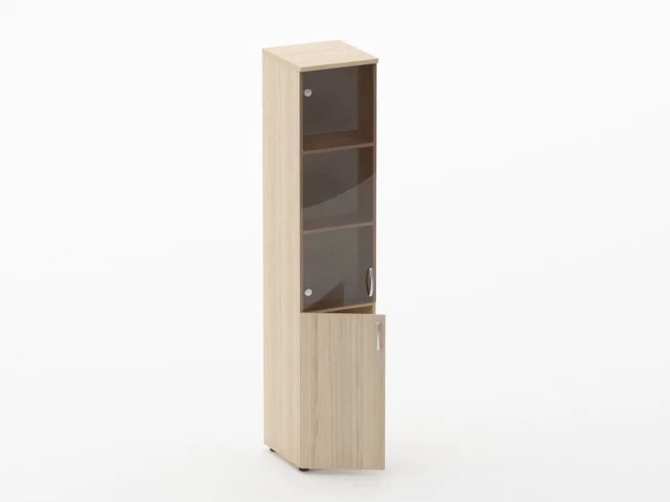Шкаф высокий со стеклом Глассй 6.19.15Л Бук светлый / Glassy_1