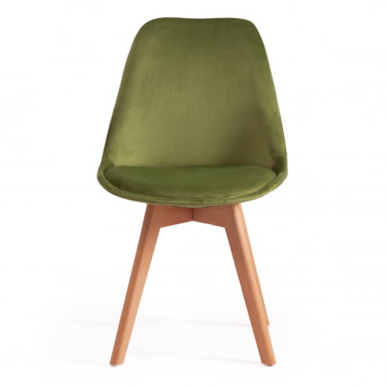 Стул ТУЛИП СОФТ (мод. 74) / 1 шт. в упаковке вельвет/дерево , 54 х 47 х 83 см , зеленый (ХЛР 54)/натуральный / TULIP SOFT (mod. (HLR_4