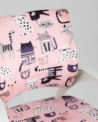 Кресло детское ТопЧаирс Симпле СН ДЖуниор принт Пинк Катс пластик белый / TopChairs Simple SN Junior Pink Cats_11