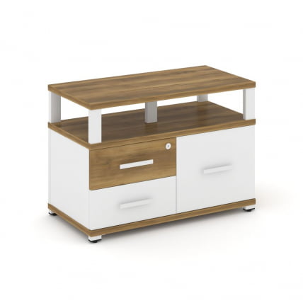 Тумба приставная сервисная с надставкой широкой CОНCЕПТ CН.ТСР-003 Б/В Сандал Янтарный Белый бриллиант Белый / CONCEPT CN.TSR-003 B/W_0