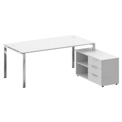 Стол рабочий руководителя с опорной тумбой левый МЕТАЛ СЙСТЕМ ДИРЕCТ БГ.СРТ-5.9 Пр Белый / METAL SYSTEM DIRECT_0