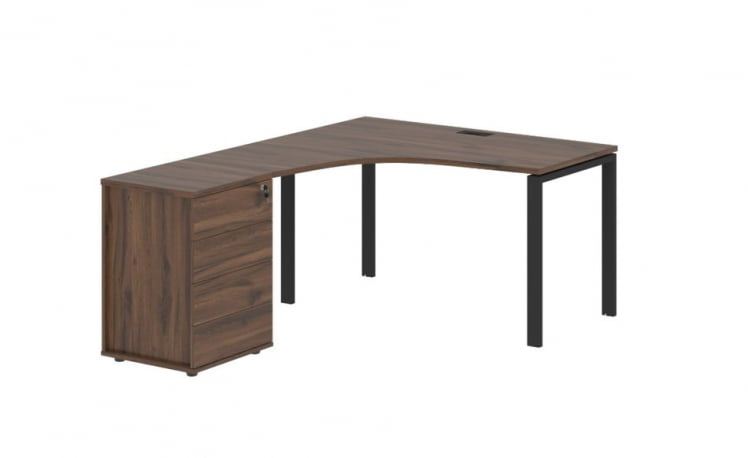 Стол эргономичный с тумбой левый ЕДИС ЕУCЕТ 1318 Л Дуб Денвер темный Черный / EDIS EUCET L_0