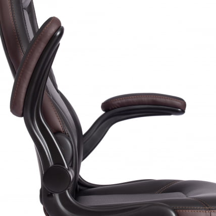 Кресло офисное БАЗУКА кож/зам, черный/черный перфорированный/коричневый, 36-6/36-6/06/36-36 / BAZUKA_8