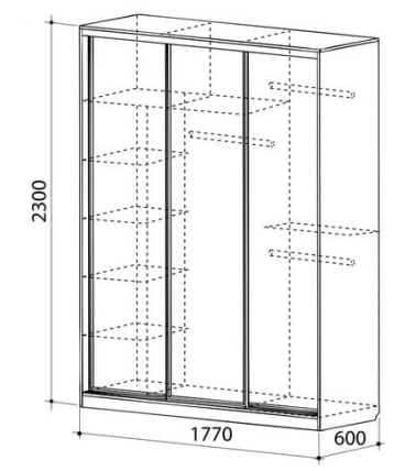 Шкаф-купе Бассо 2-600 Дуб млечный / Крем_2