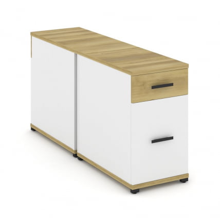 Тумба двухсторонняя опорная приставная с ящиком и распашным фасадом CОНCЕПТ CН.ДТГО-005 Б/В Дуб Винченцо Белый бриллиант Черный / CONCEPT CN.DTGO-005 B/W_0