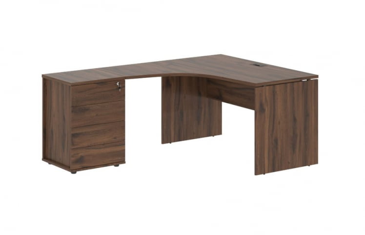 Стол эргономичный с тумбой левый ЕДИС ЕДCЕТ 1318 Л Дуб Денвер темный Мокко / EDIS EDCET L_0