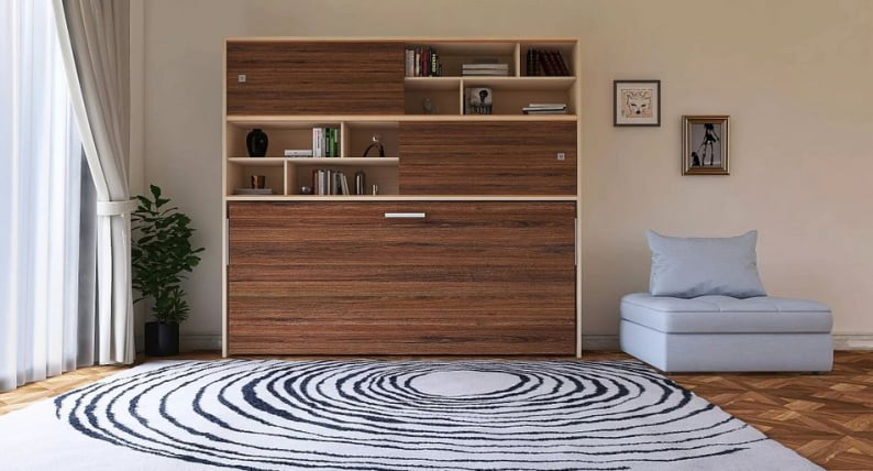 Кровать-трансформер Смарт 3 с полками Белая шагрень_0