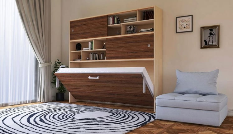 Кровать-трансформер Смарт 3 с полками Белая шагрень_2