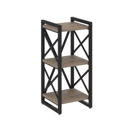 Стеллаж на регулируемых опорах - 3 полки ЛОФТ ВР.Л-МСТ.О-3.4 Металл черный Тиквуд темный / LOFT VR.L-MST.O-3.4_0