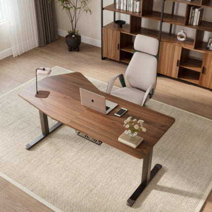 Стол компьютерный с электроприводом Еурека ЕРК-ЕДИ-ХТГ-СВ (Хептагон), орех / Eureka ERK-EDI-HTG-SW (Heptagon),_8