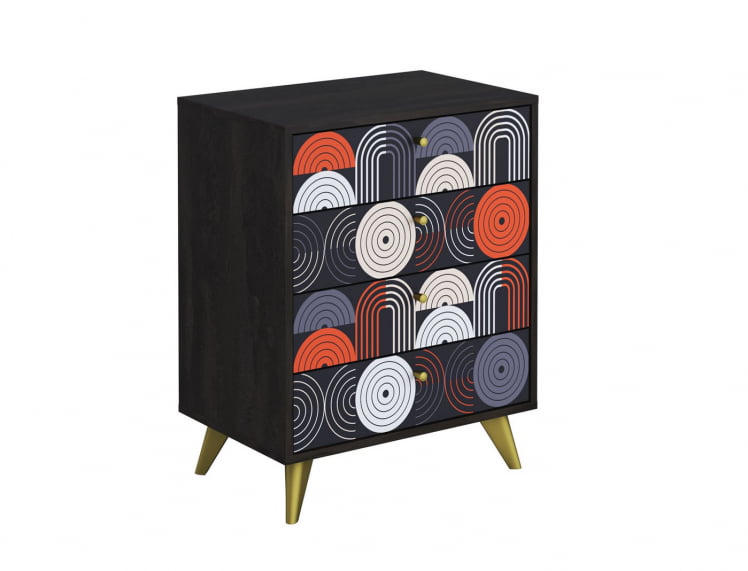 Комод Фьюжн КМ-001 АРТ  Угольный камень/ВИНИЛ / камень/VINIL_0