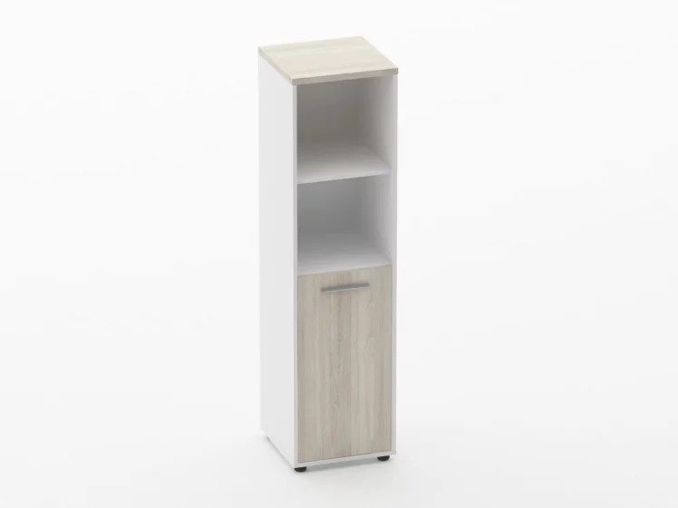 Шкаф 3 узкий 2 полки открытые, 2 полки закрытые Дека 10.16.11Пр Дуб Сантана светлый/Белый / Deka_0