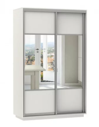 Шкаф-купе двухдверный Экспресс Дуо Комби 1400х2200х Белый снег / 1400х2200h_0