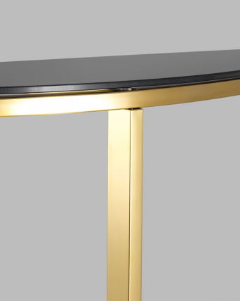 Консоль полукруглая АЛЬБА 115кс30 Золото (стекло черное) / 115x30_3