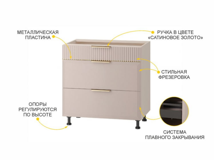 Напольный шкаф (3 ящика с системой плавного закрывания) Флоренция 107.92_5