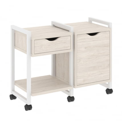 Тумба на колесных опорах наборная. Вариант №3 ЛОФТ ВР.Л-ТН-3.К Металл белый Денвер светлый / LOFT VR.L-TN-3.K_0