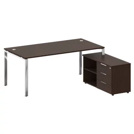Стол рабочий руководителя с опорной тумбой левый МЕТАЛ СЙСТЕМ ДИРЕCТ БГ.СРТ-5.9 Пр Венге Цаво / METAL SYSTEM DIRECT_0
