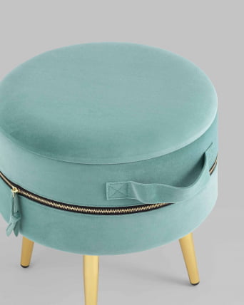 Пуф Тильда с ящиком велюр Мятный_3
