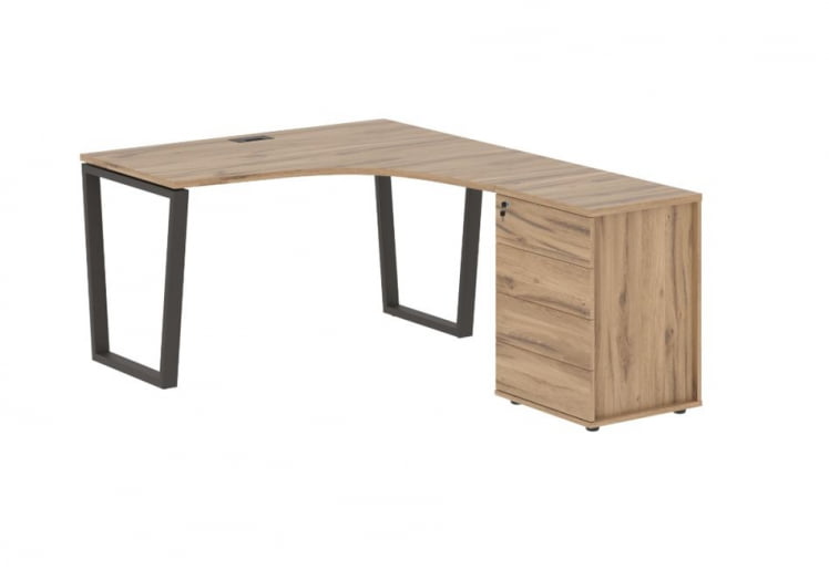 Стол эргономичный с тумбой правый ЕДИС ЕВCЕТ 1318 Р Дуб Денвер светлый Мокко / EDIS EVCET R_0