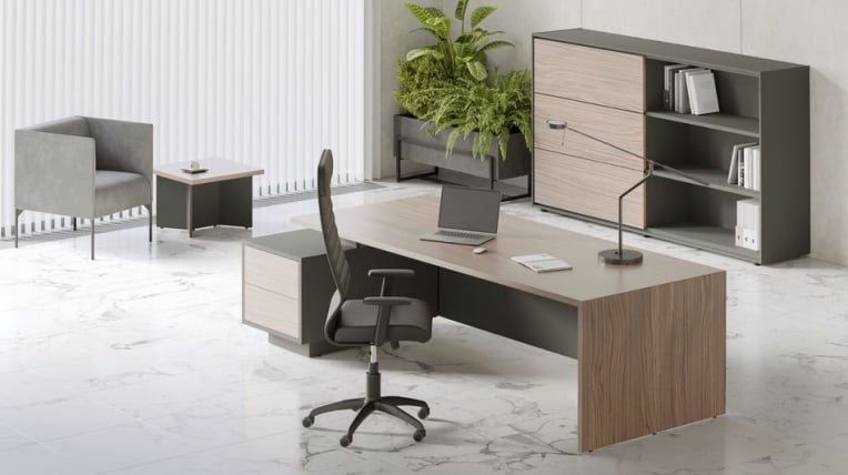 Стол письменный на опорной тумбе ДЭЛИ ДЛИ37210232 Орех Антрацит / DALI DLI37210232_2