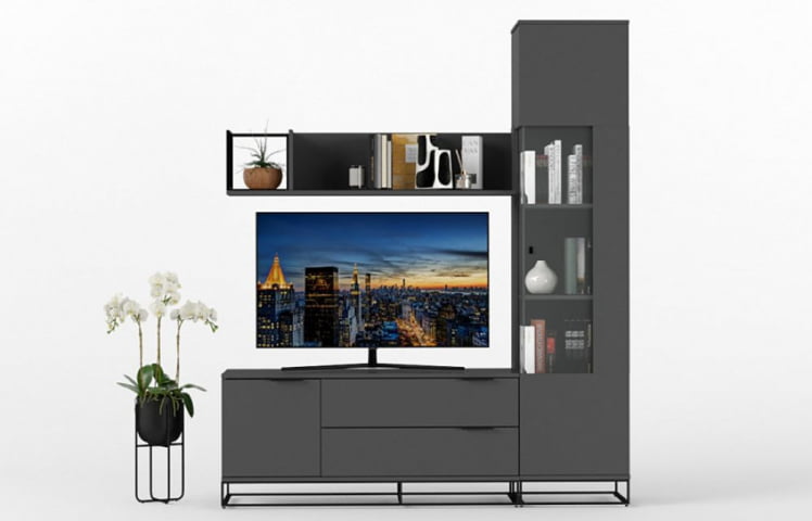 Полка навесная Ситй средняя графит / City_8