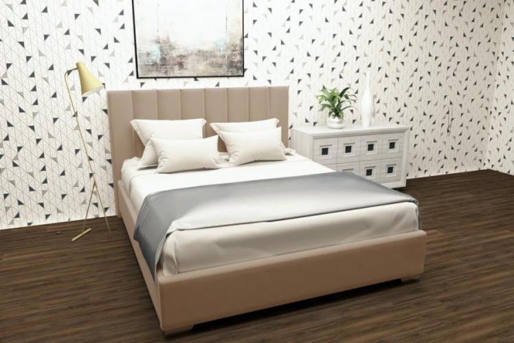 Мягкая интерьерная кровать Терра без основания Материал фасада: Металл/Велюр; Спальное место: 1800х2000 мм; Цвет: Светло коричневый_0